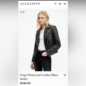 AllSaints distressed leather biker jacket size 4